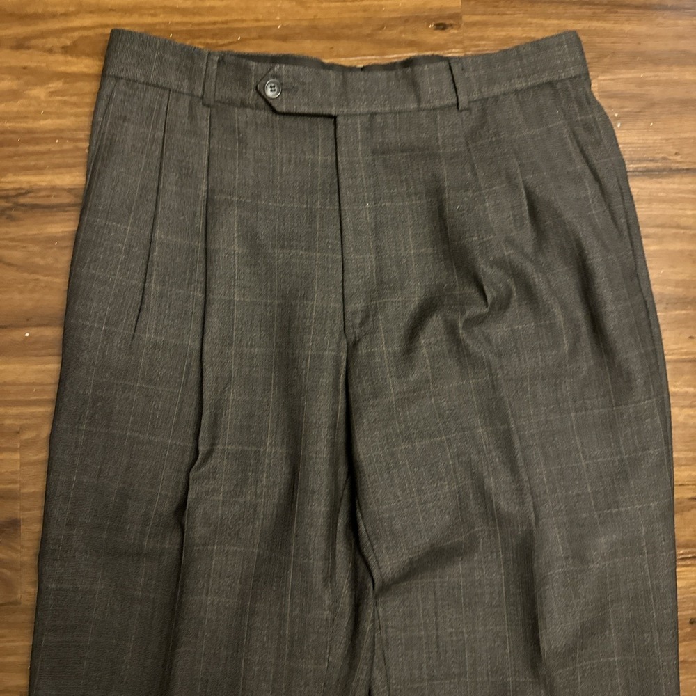 Ballin Mens Dress Pants 34x30 Gray Wool Check 100% Pure New Wool Made In Canada